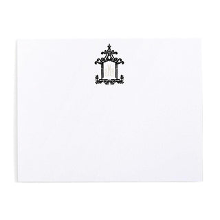 Personalization by Caspari Pagoda Toile Personalized Monogram Correspondence Cards HGC556BLACK_CARD
