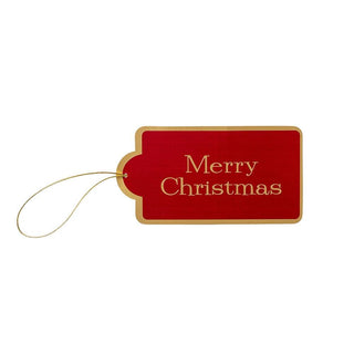 Caspari Merry Christmas Hanging Gift Tags - 4 Tags with Gold Cord HT008