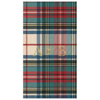 Personalization by Caspari Personalized Double Initial Dress Stewart Tartan Guest Towel Napkins PG_2INITIAL_DSTARTAN_GUEST