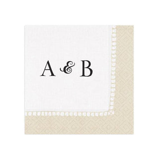 Personalization by Caspari Personalized Double Initial Linen Border Cocktail Napkins PG_2INITIAL_LINBORDER_COCKTAIL