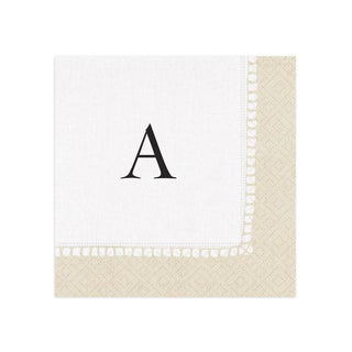 Personalization by Caspari Personalized Single Initial Linen Border Cocktail Napkins PG_INITIAL_LINBORDER_COCKTAIL