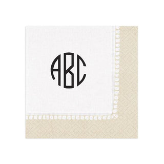 Personalization by Caspari Personalized Monogram Linen Border Cocktail Napkins PG_MONO_LINBORDER_COCKTAIL