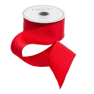 Caspari Solid Red Satin Wired Ribbon - 9 Yard Spool R695