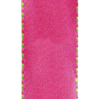Caspari Pink & Green Reversible Satin Wired Ribbon - 10 Yard Spool R753