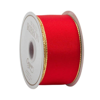 Caspari Red & Thin Gold Edge Wired Ribbon - 8 Yard Spool R888