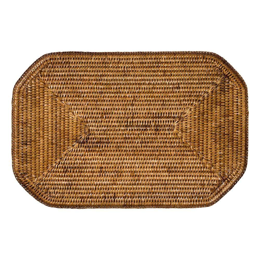 Rattan Octagonal Placemat in Dark Natural 1 Each Caspari