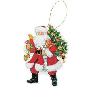 Caspari Lynn Haney Santa Decorative Die-Cut Gift Tag - 4 Per Package TAG9663