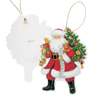 Caspari Lynn Haney Santa Decorative Die-Cut Gift Tag - 4 Per Package TAG9663