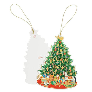 Caspari Oh Christmas Tree Decorative Die-Cut Gift Tag - 4 Per Package TAG9664