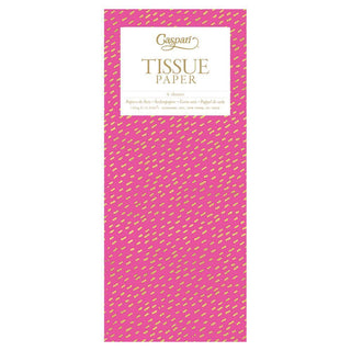 Caspari Little Dash Tissue Paper in Fuchsia & Gold - 4 Sheets Included TIS044