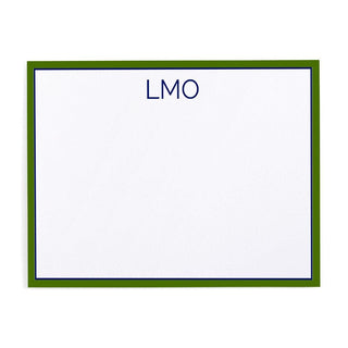 Personalization by Caspari Two-Tone Border Personalized Monogram Correspondence Cards TWOBORDERGREENNAVY_CARD