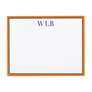 Personalization by Caspari Two-Tone Border Personalized Monogram Correspondence Cards TWOBORDERORANGENAVY_CARD