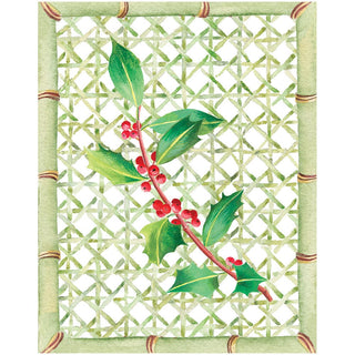 Caspari Holly On Trellis Petite Boxed Christmas Cards - includes 15 cards & envelopes 100019