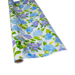 Caspari Hydrangeas And Porcelain Roll Wrap 30 Inch X 8Ft-2 Inch Core 10016RC