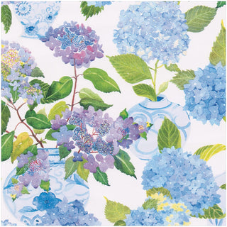 Caspari Hydrangeas And Porcelain Roll Wrap 30 Inch X 8Ft-2 Inch Core 10016RC