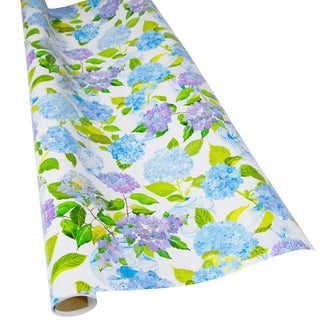 Caspari Hydrangeas And Porcelain Roll Wrap 30 Inch X 8Ft-2 Inch Core 10016RC