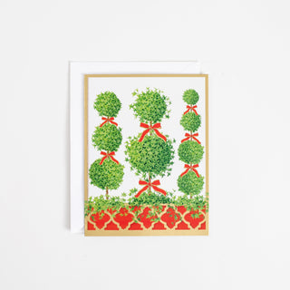Caspari Topiaries Classic Boxed Christmas Cards - includes 15 cards & envelopes 100218