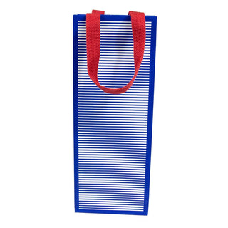 Caspari Mini Stripe Navy Bottle Bag 5 X 3 1/2 X 13 100224B4