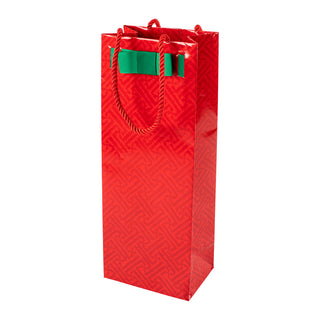 Fretwork Red Bottle Bag 5 X 3 1/2 X 13