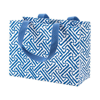 Caspari Fretwork Blue Gift Bag Sm 7 X 3 X 5 1/4 10024B1