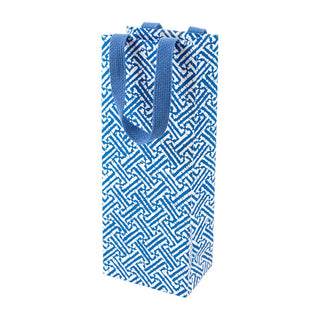 Caspari Fretwork Blue Bottle Bag 5 X 3 1/2 X 13 10024B4