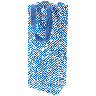 Caspari Fretwork Blue Bottle Bag 5 X 3 1/2 X 13 10024B4