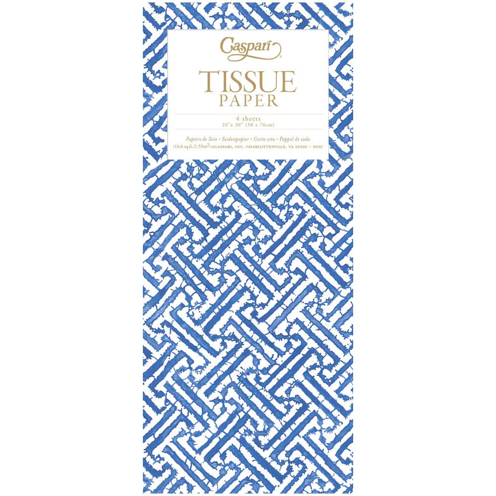 Fretwork Tissue Paper in Blue - 4 Sheets Included – Caspari