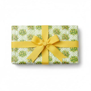 Caspari Citrus Topiaries White Roll Wrap 30 Inch X 8Ft-2 Inch Core 10025RC