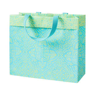 Caspari Annika Turquoise Gift Bag Lg 11 3/4 X 4 3/4 X 10 10037B3