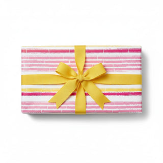 Caspari Bamboo Stripe Pink And Yellow Roll Wrap 30 Inch X 8Ft-2 Inch Core 10050RC
