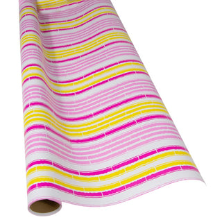 Caspari Bamboo Stripe Pink And Yellow Roll Wrap 30 Inch X 8Ft-2 Inch Core 10050RC