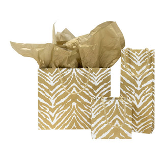 Caspari Go Wild Gold/White Gift Bag Lg 11 3/4 X 4 3/4 X 10 10052B3