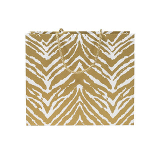 Caspari Go Wild Gold/White Gift Bag Lg 11 3/4 X 4 3/4 X 10 10052B3