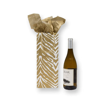 Caspari Go Wild Gold & White Wine & Bottle Gift Bag - 1 Each 10052B4