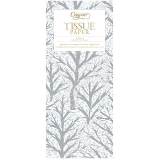 Caspari Winter Trees White & Silver Tissue Pack - 4 Sheets 100540TIS
