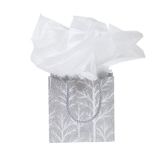 Caspari Winter Trees Silver Gift Bag Sm Sq. 5 3/4X2 1/2 X 5 3/4 10054B1.5