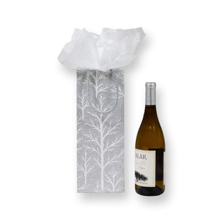 Caspari Winter Trees Silver Wine & Bottle Gift Bag - 1 Each 10054B4