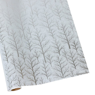 Caspari Winter Trees White & Silver Embossed Foil Gift Wrap - One 30" x 6' Roll 10054RCF