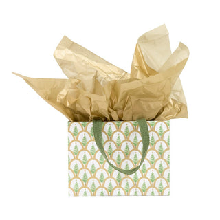 Caspari Deco Christmas Gold Gift Bag Sm 7 X 3 X 5 1/4 10055B1