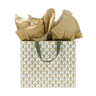 Caspari Deco Christmas Gold Gift Bag Lg 11 3/4 X 4 3/4 X 10 10055B3