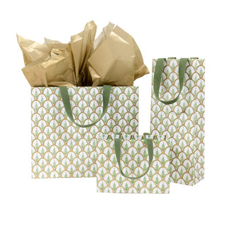 Caspari Deco Christmas Gold Gift Bag Lg 11 3/4 X 4 3/4 X 10 10055B3