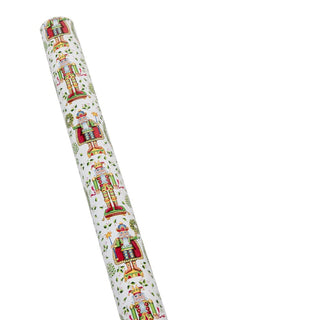 Caspari Nutcracker Christmas White Gift Wrap - One 30" x 8' Roll 10056RC