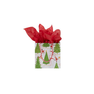 Caspari Twirling Santas Small Square Gift Bag - 1 Each 10060B1.5