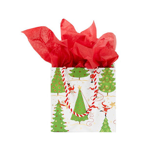Caspari Twirling Santas Small Square Gift Bag - 1 Each 10060B1.5