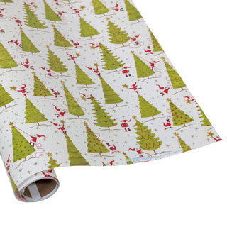 Caspari Twirling Santas Gift Wrap - One 30" x 8' Roll 10060RC