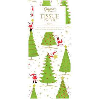 Caspari Twirling Santas Tissue Pack - 4 Sheets 10060TIS