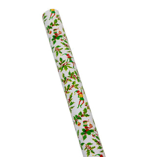 Caspari Jingle Elves Gift Wrap - One 30" x 8' Roll 10061RC