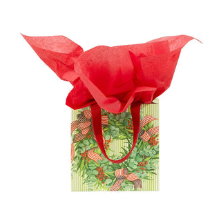 Caspari Ribbon Stripe Wreath Gift Bag Sm Sq. 5 3/4X2 1/2 X 5 3/4 10063B1.5
