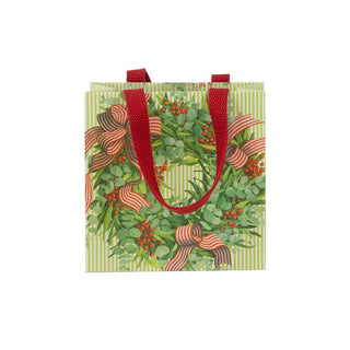 Caspari Ribbon Stripe Wreath Gift Bag Sm Sq. 5 3/4X2 1/2 X 5 3/4 10063B1.5