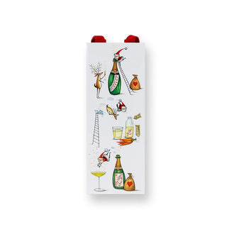 Caspari Santa Splash Bottle Bag 5 X 3 1/2 X 13 10065B4